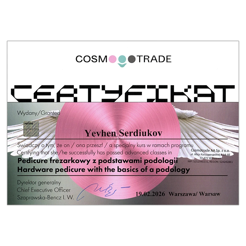 Certyfikat pedicure